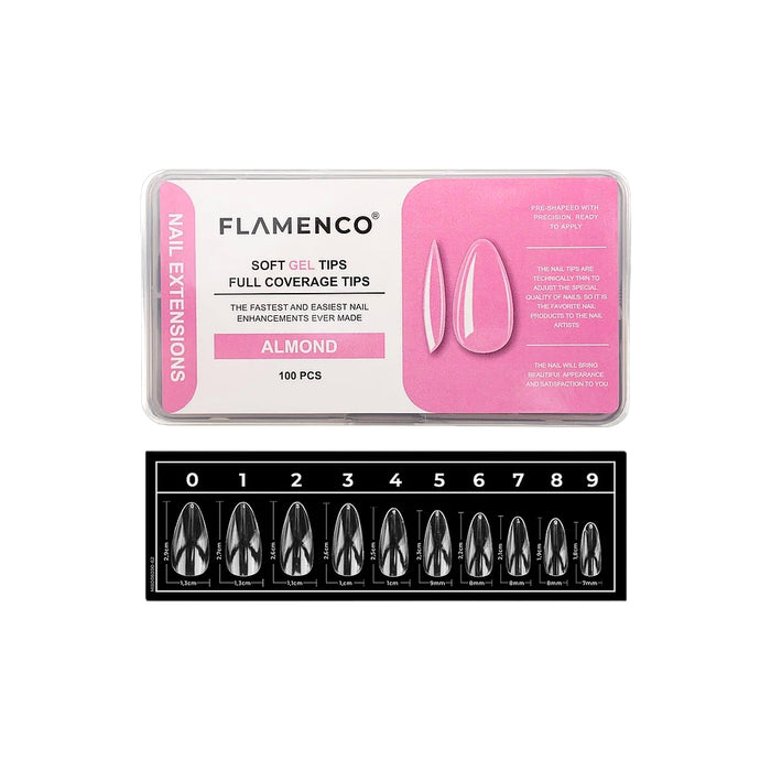 Tips soft gel 100u Almendra transparente