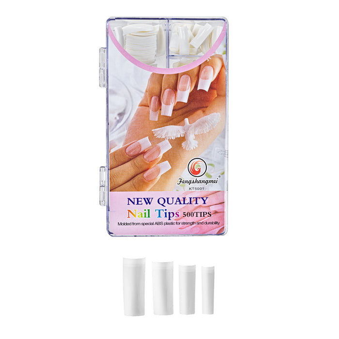 Nail Tips Blanco En Caja Pestaña Corta 500 Unidades