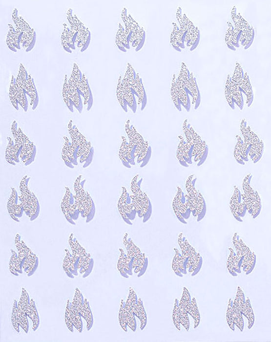Sticker - Decoración para Uñas Hojas Llamas Plateadas Magickur