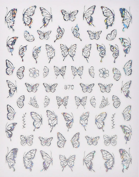 Sticker - Decoración para Uñas Mariposa Plata #870 Magickur