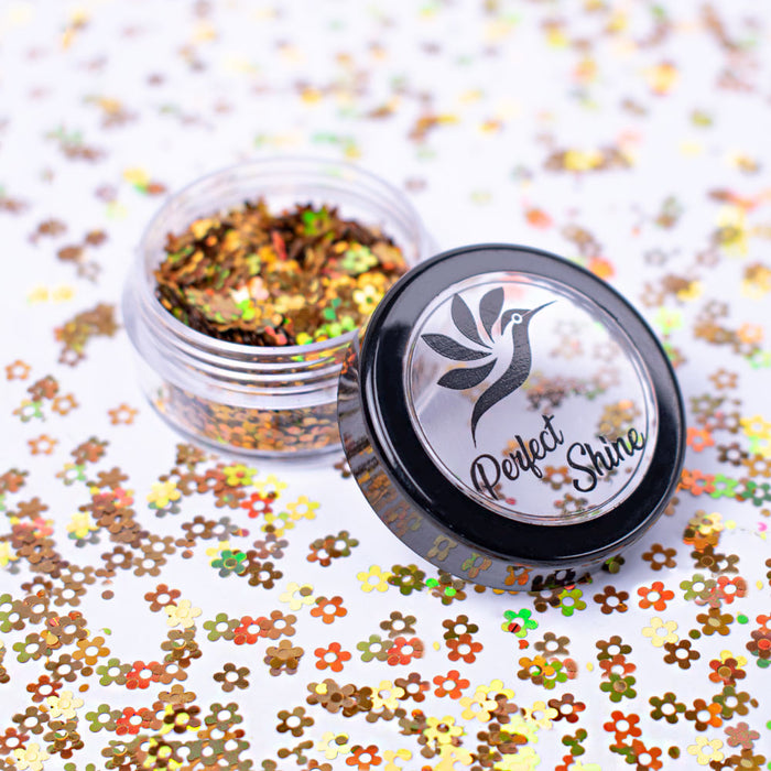 Glitter - Escarcha - Confeti - Purpurina, decoración para Uñas Flower Holo Golden Magickur