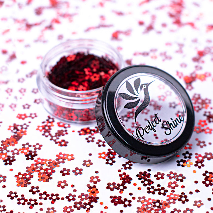 Glitter - Escarcha - Confeti - Purpurina, decoración para Uñas Flower Beauty Red Intense Magickur