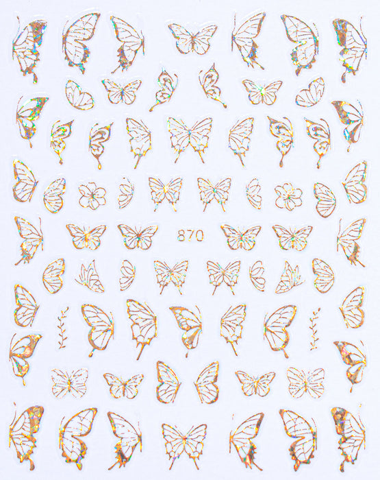 Sticker - Decoración para Uñas Mariposa Dorado #870 Magickur