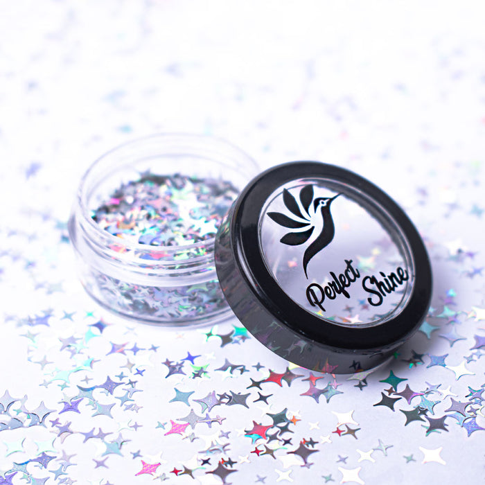 Glitter - Escarcha - Confeti - Purpurina, decoración para Uñas Shooting Silver Magickur
