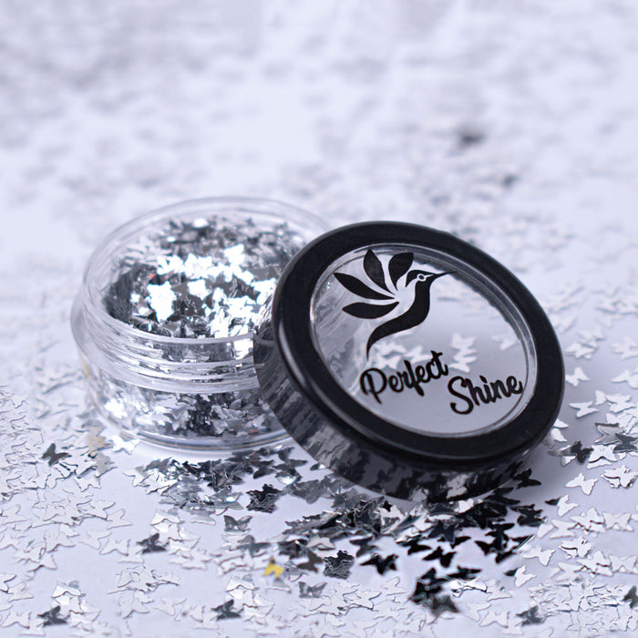 Glitter - Escarcha - Confeti - Purpurina, decoración para Uñas Butterfly Silver Magickur