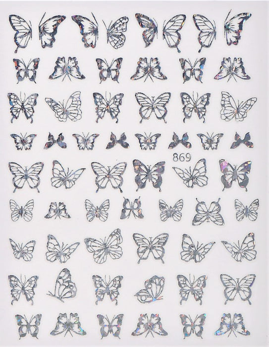 Sticker - Decoración para Uñas Mariposa Plata #869 Magickur