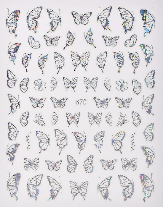 Sticker - Decoración para Uñas Mariposa Plata #870 Magickur